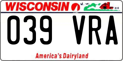 WI license plate 039VRA