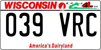 WI license plate 039VRC