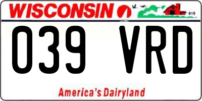 WI license plate 039VRD