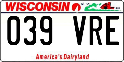 WI license plate 039VRE