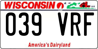 WI license plate 039VRF
