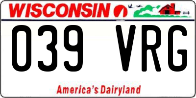 WI license plate 039VRG
