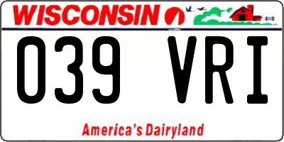WI license plate 039VRI