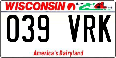 WI license plate 039VRK