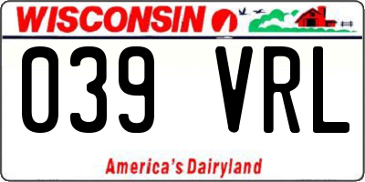 WI license plate 039VRL