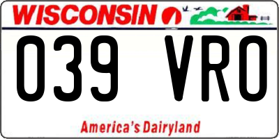 WI license plate 039VRO