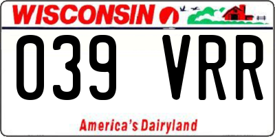 WI license plate 039VRR