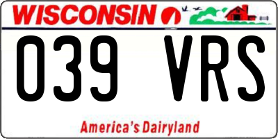WI license plate 039VRS