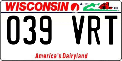 WI license plate 039VRT