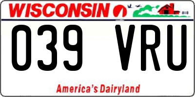 WI license plate 039VRU