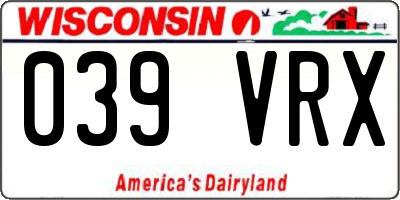 WI license plate 039VRX