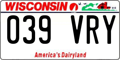 WI license plate 039VRY
