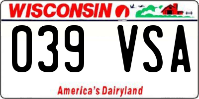 WI license plate 039VSA