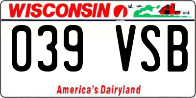 WI license plate 039VSB