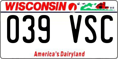WI license plate 039VSC