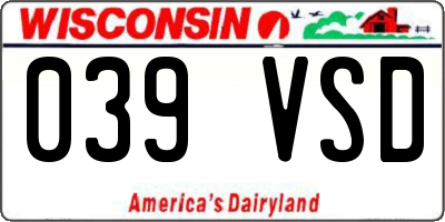 WI license plate 039VSD