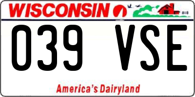 WI license plate 039VSE