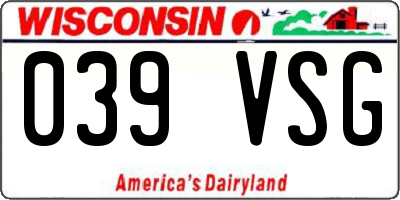 WI license plate 039VSG