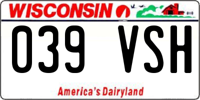 WI license plate 039VSH