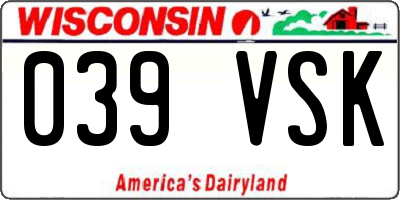 WI license plate 039VSK
