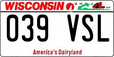 WI license plate 039VSL