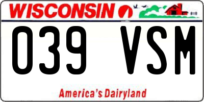 WI license plate 039VSM