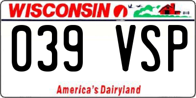 WI license plate 039VSP