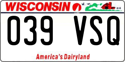 WI license plate 039VSQ