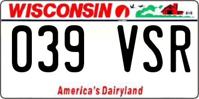 WI license plate 039VSR