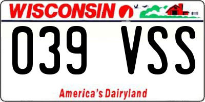 WI license plate 039VSS