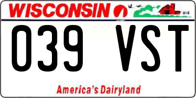 WI license plate 039VST
