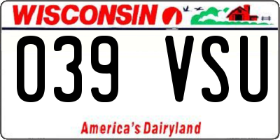 WI license plate 039VSU