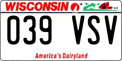 WI license plate 039VSV