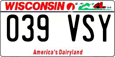 WI license plate 039VSY