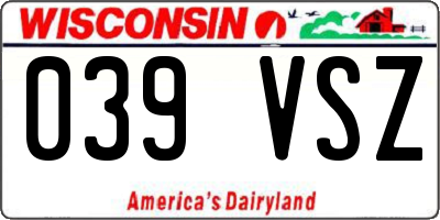 WI license plate 039VSZ