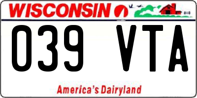 WI license plate 039VTA