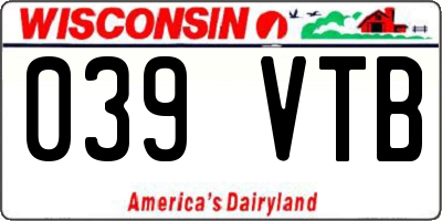 WI license plate 039VTB