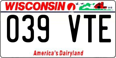 WI license plate 039VTE