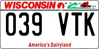 WI license plate 039VTK