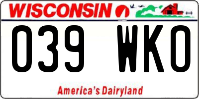 WI license plate 039WKO