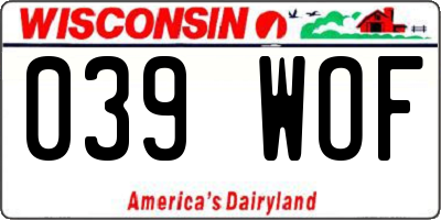 WI license plate 039WOF