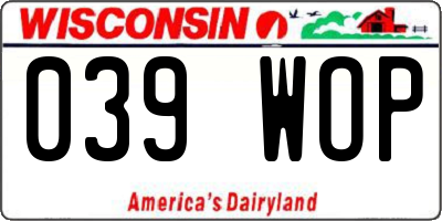 WI license plate 039WOP
