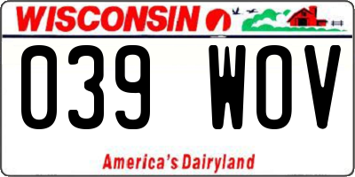 WI license plate 039WOV
