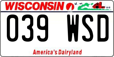 WI license plate 039WSD