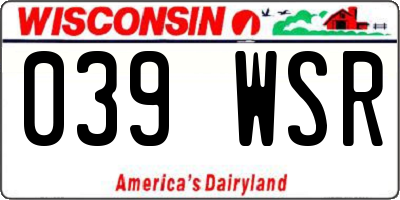 WI license plate 039WSR