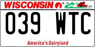 WI license plate 039WTC