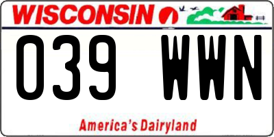 WI license plate 039WWN