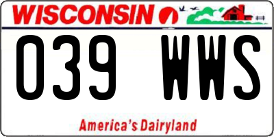 WI license plate 039WWS