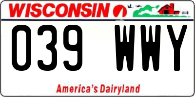 WI license plate 039WWY