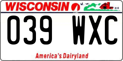 WI license plate 039WXC